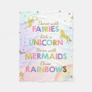 Unicorn Fleece Banket Mermaids Magical Girl Pink