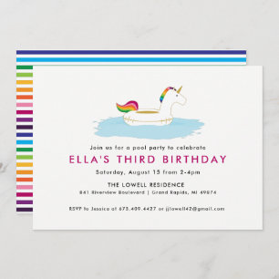 Unicorn Float Pool Party Invitation