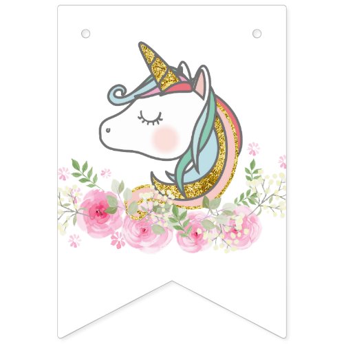 UNICORN FLORAL BUNNING BANNER