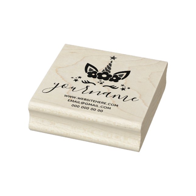 Unicorn Floral Crown Stars Eyelash Rubber Stamp (Stamp)