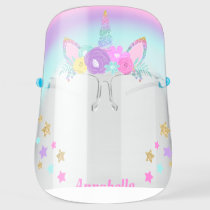 Unicorn Floral Gold Glitter Horn Personalized Face Face Shield