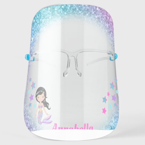 Unicorn Floral Gold Glitter Horn Personalized Face Face Shield