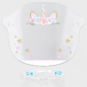 Unicorn Floral Gold Glitter Horn Personalized Face Shield (Front w/Glasses)