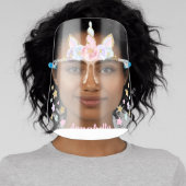 Unicorn Floral Gold Glitter Horn Personalized Face Shield (Insitu)