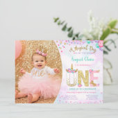 Unicorn Floral Magical 1st Birthday Invitation (Standing Front)
