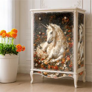 Unicorn Floral Meadow Fantasy Art Upcycling Tissue Paper