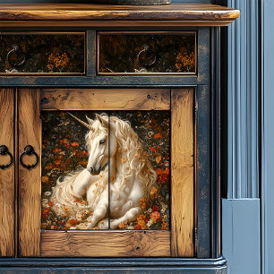 Unicorn Floral Meadow Fantasy Art Upcycling Tissue Paper