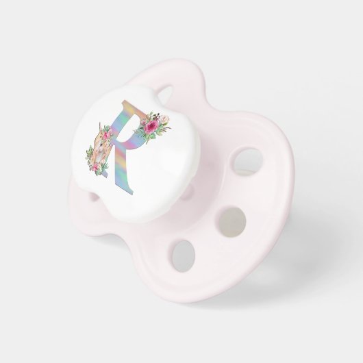 Unicorn Floral Monogram Pacifier (Front Right)