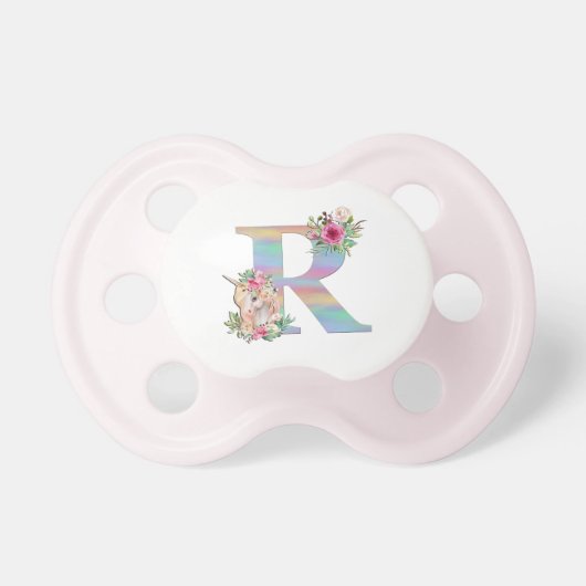 Unicorn Floral Monogram Pacifier (Front)