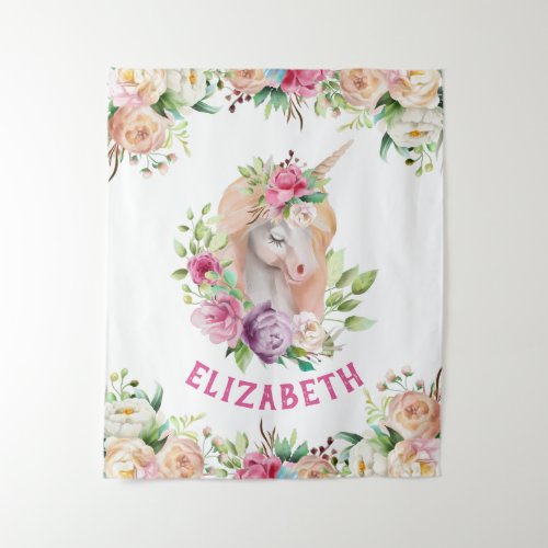 Unicorn Floral Tapestry