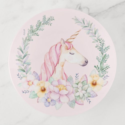 Unicorn Floral Unicorn Trinket Dish