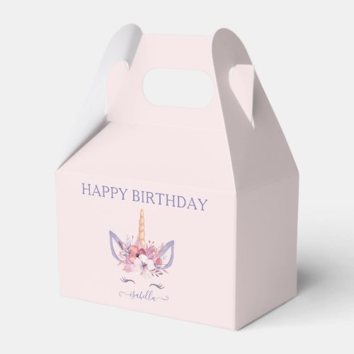 Unicorn floral watercolor birthday  favor boxes