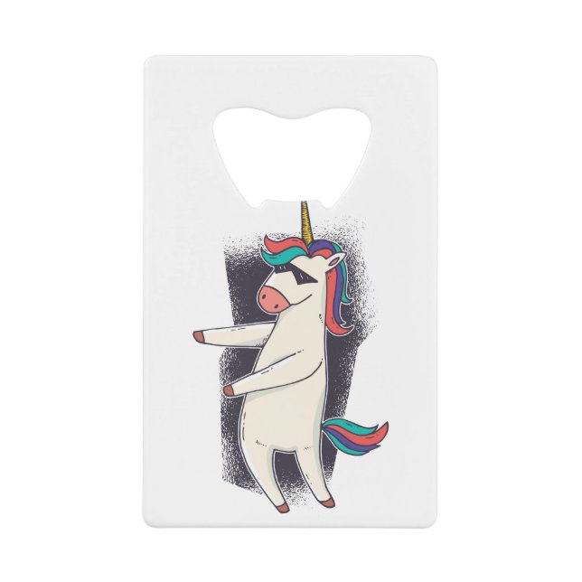 Unicorn Floss Dance Credit Card Bottle Opener (Front)