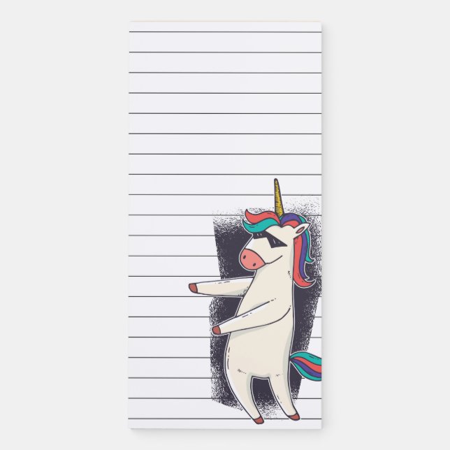 Unicorn Floss Dance Magnetic Notepad (Front)