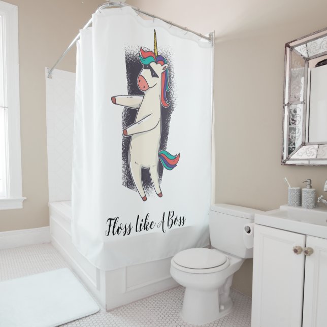 Unicorn Floss Dance Shower Curtain (In Situ)