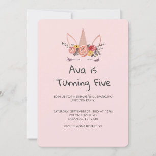 Unicorn Flower Crown Painting Birthday Invitation
