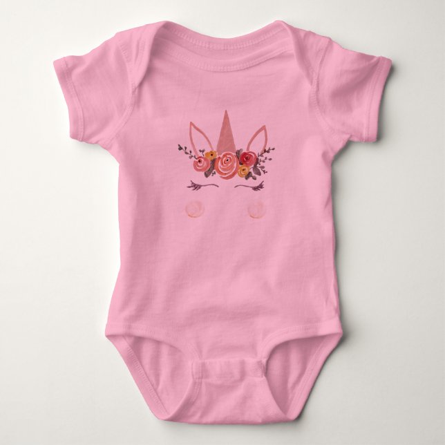 Unicorn Flower Crown Print Toddler T-shirt Baby Bodysuit (Front)
