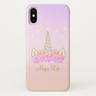 Unicorn Flowers and Stars iPhone X Case