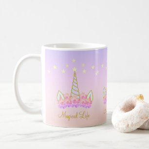 Unicorn Flowers and Stars Coffee Mug