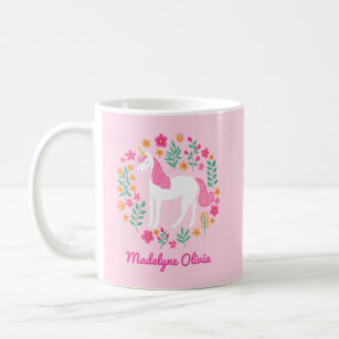 magic unicorn mug handmade ceramic mug pink peony mug floral coffee mug unicorn gifts for girls unicorn birthday