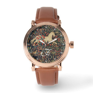 UNICORN,FLOWERS,FOREST ANIMALS Floral Monogram Watch