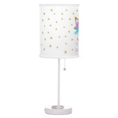 Unicorn Flowers Gold Glitter Stars Personalized Table Lamp (Left)