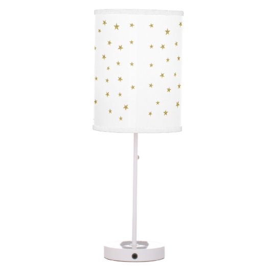 Unicorn Flowers Gold Glitter Stars Personalized Table Lamp (Back)