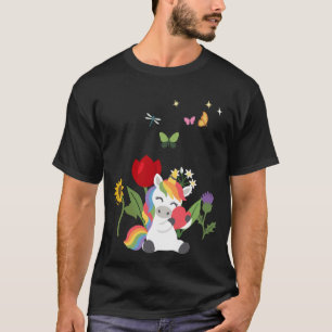 Unicorn Flowers Kids Fairytale Heart T-Shirt