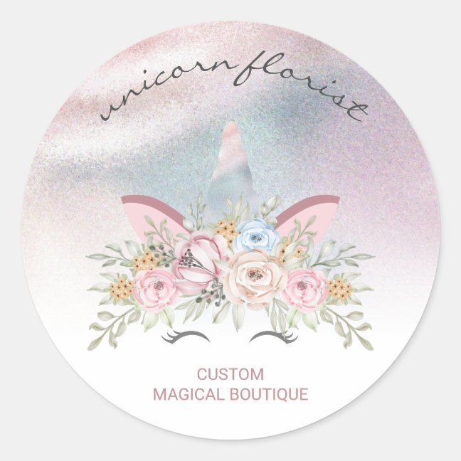 Unicorn Flowers Magic rainbow Classic Round Sticker