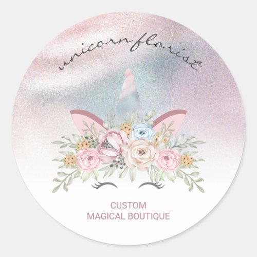 Unicorn Flowers Magic rainbow Classic Round Sticker