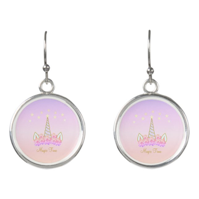 Unicorn Flowers &  Stars Earrings (Front)