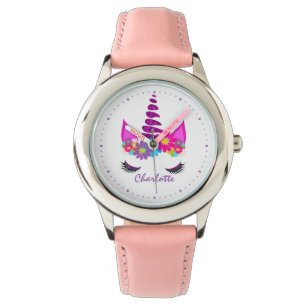 Unicorn Flowery Super Cute Girly Personalized Watch