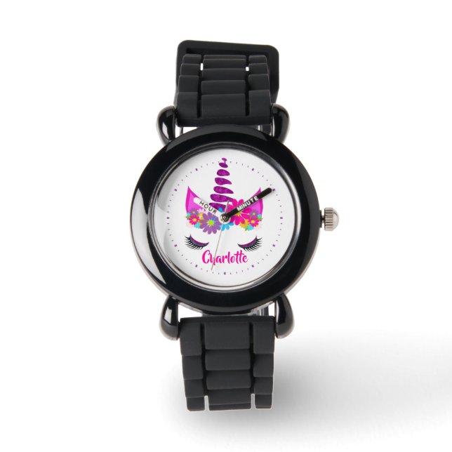 Unicorn Flowery Super Cute Girly Wrist Watch (Front)