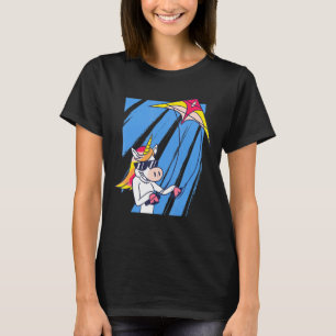 Unicorn Flying A Kite Fun Graphic T-Shirt