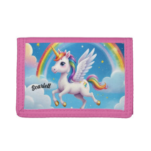 Unicorn Flying into Rainbows Tri-fold Wallet