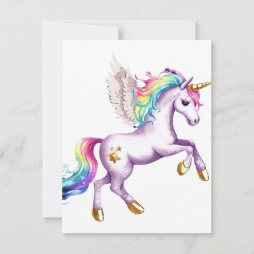 Unicorn Flying Watercolor Note Card