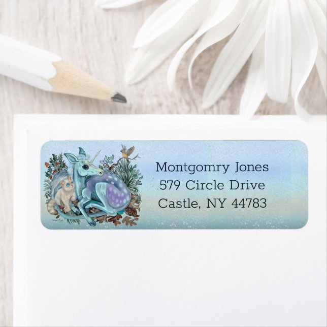 Unicorn Foal Cozy Cuddles Holiday Label (Insitu)