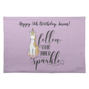 Unicorn Follow Your Inner Sparkle (Color) Party Cloth Placemat