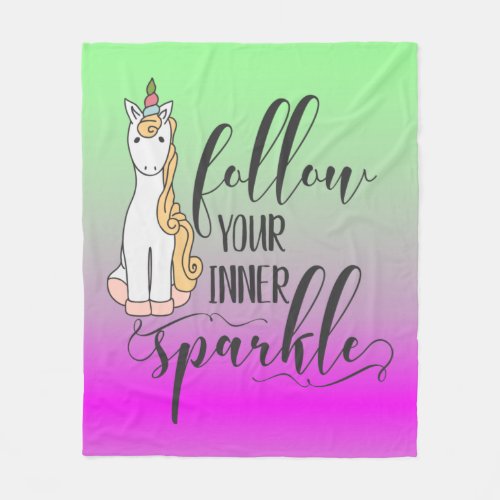 Unicorn Follow Your Inner Sparkle Fleece Blanket