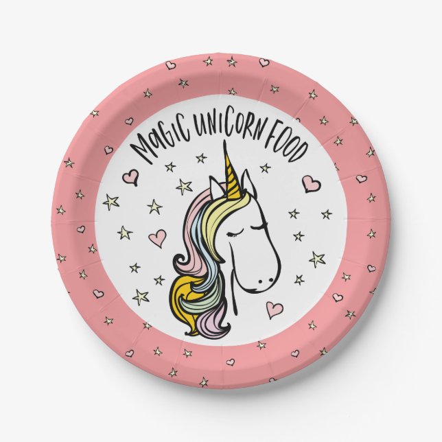 Unicorn Food Birthday Party Paper Plates (Front)