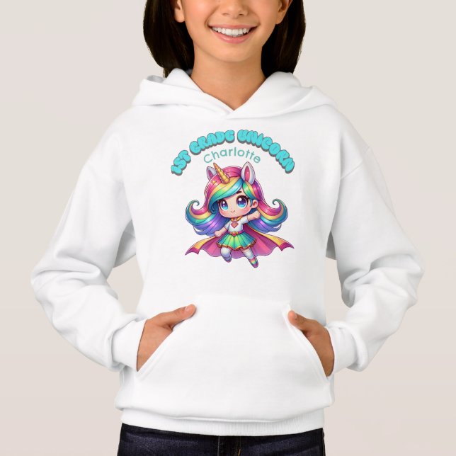 unicorn  for girls in grade one hoodie (Front)