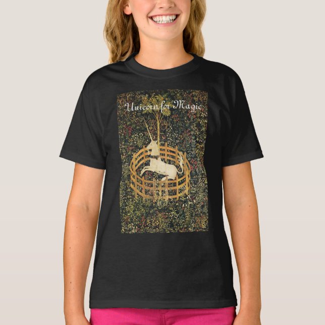 UNICORN FOR MAGIC, FANTASY FLOWERS,FLORAL MOTIFS T-Shirt (Front)
