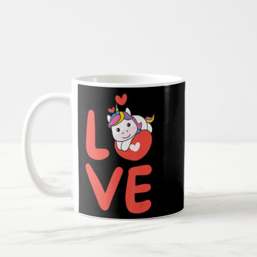 Unicorn For Valentines Day Cute Animals With Hear Coffee Mug
