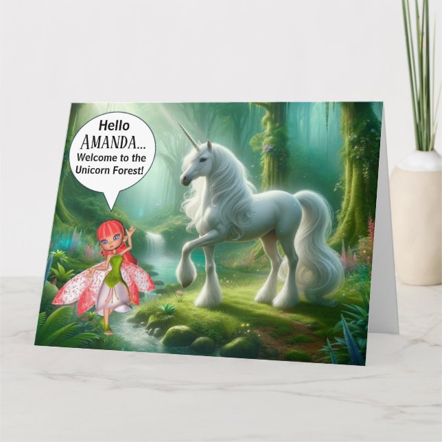 Unicorn Forest Birthday Card (Front)