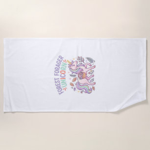 Unicorn Forest Forager Unicorn Graphic Design Whit Beach Towel