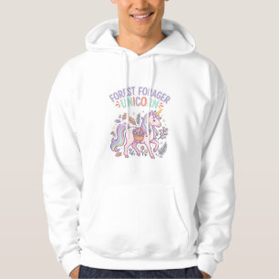 Unicorn Forest Forager Unicorn Graphic Design Whit Hoodie