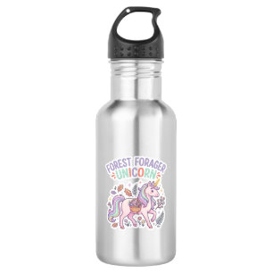 Unicorn Forest Forager Unicorn Graphic Design Whit Stainless Steel Water Bottle