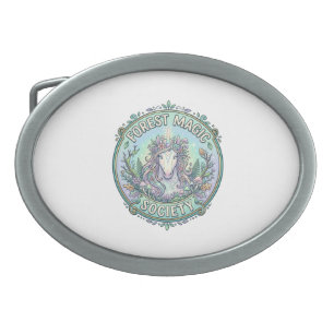 Unicorn Forest Magic Society Graphic Design White  Belt Buckle