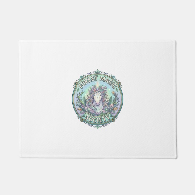 Unicorn Forest Magic Society Graphic Design White  Doormat (Front)