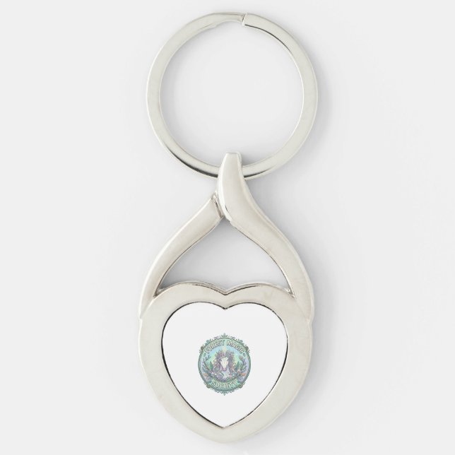Unicorn Forest Magic Society Graphic Design White  Keychain (Front)